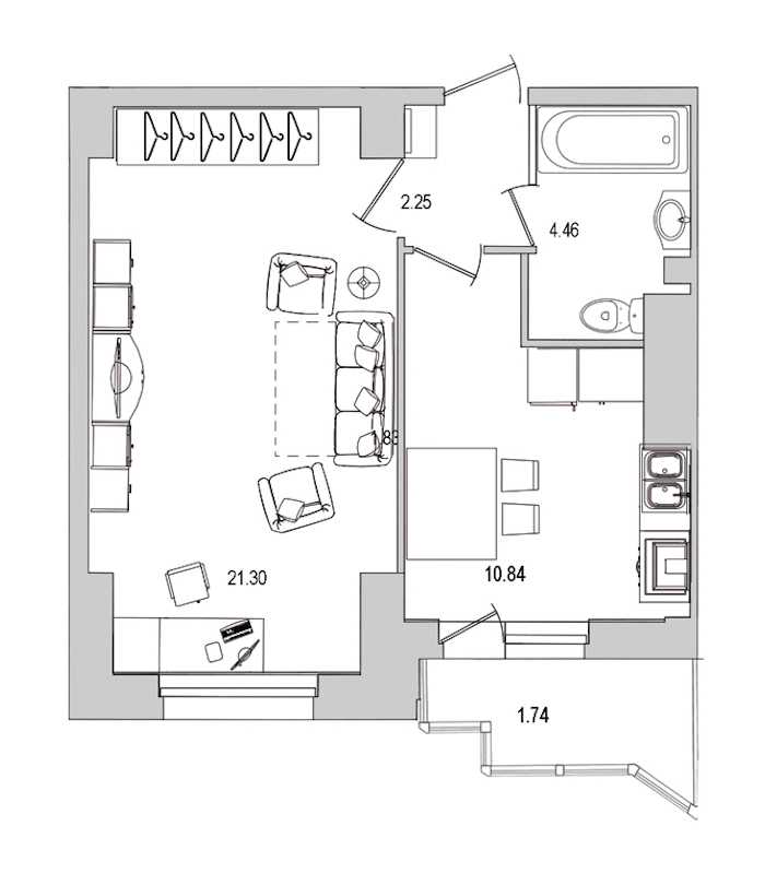 Однокомнатная квартира в : площадь 40.59 м2 , этаж: 6 – купить в Санкт-Петербурге
